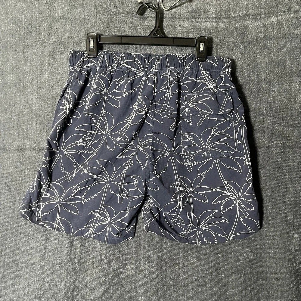 SURF8 Mens Swim Trunks Size Large L Navy Blue Embroidered Palm Tree Surf Shorts